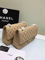 CHANEL LAMBSKIN LEATHER FLAP BAG GOLD/SILVER BEIGE LARGE 30CM - 2