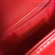 CHANEL MEDIUM CHEVRON LAMBSKIN QUILTED BOY BAG RED A13043 VS 08698 - 4