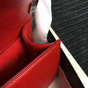 CHANEL MEDIUM CHEVRON LAMBSKIN QUILTED BOY BAG RED A13043 VS 08698 - 2