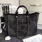 CHANEL CANVAS AND SEQUINS SHOPPING BAG BLACK A66941 VS 08548 - 1