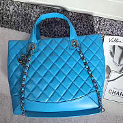 CHANEL CAVIAR QUILTED LAMBSKIN SHOPPING TOTE BAG BLUE 260301 VS 08291 - 1