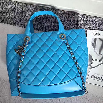 CHANEL CAVIAR QUILTED LAMBSKIN SHOPPING TOTE BAG BLUE 260301 VS 08291