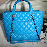 CHANEL CAVIAR QUILTED LAMBSKIN SHOPPING TOTE BAG BLUE 260301 VS 08291 - 6