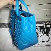 CHANEL CAVIAR QUILTED LAMBSKIN SHOPPING TOTE BAG BLUE 260301 VS 08291 - 5