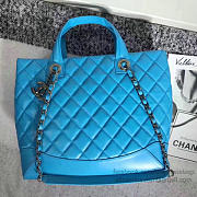 CHANEL CAVIAR QUILTED LAMBSKIN SHOPPING TOTE BAG BLUE 260301 VS 08291 - 4