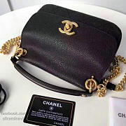 CHANEL GRAINED CALFSKIN MINI TOP HANDLE FLAP BAG BLACK A93756 VS 09826 - 2