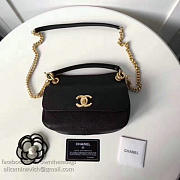 CHANEL GRAINED CALFSKIN MINI TOP HANDLE FLAP BAG BLACK A93756 VS 09826 - 4