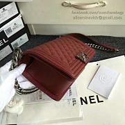 CHANEL QUILTED CAVIAR MEDIUM BOY BAG BURGUNDY 180301 VS 07454 - 4