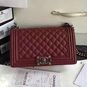 CHANEL QUILTED CAVIAR MEDIUM BOY BAG BURGUNDY 180301 VS 07454 - 6