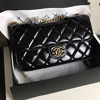 CHANEL OIL WAX LEATHER PERFECT EDGE BAG GOLD BLACK A14041 VS 06794