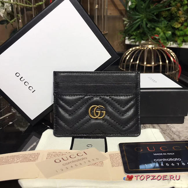 GUCCI MARMONT CARD CASE NEXTBLACK LEATHER   - 1