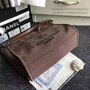 CHANEL CANVAS AND SEQUINS CUBANO TRIP DEAUVILLE SHOPPING BAG BROWN A66941 VS 01172 - 6