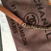 CHANEL CANVAS AND SEQUINS CUBANO TRIP DEAUVILLE SHOPPING BAG BROWN A66941 VS 01172 - 2