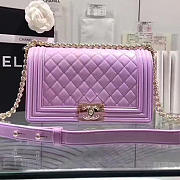 CHANEL QUILTED LAMBSKIN MEDIUM BOY BAG VIOLET A67086 VS 02341 - 1