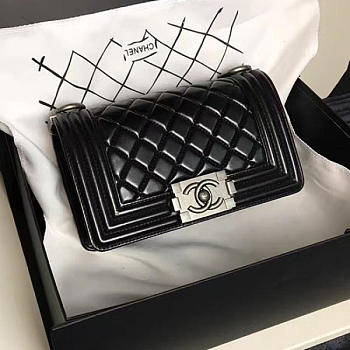 CHANEL SMALL CAVIAR QUILTED LAMBSKIN BOY BAG BLACK A13043 VS 07183