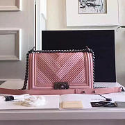 CHANEL MEDIUM CHEVRON LAMBSKIN QUILTED BOY BAG PINK A13044 VS 03443 - 1