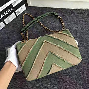 CHANEL CANVAS PATCHWORK CHEVRON MEDIUM FLAP BAG KHAKI 040101 VS 06628 - 6