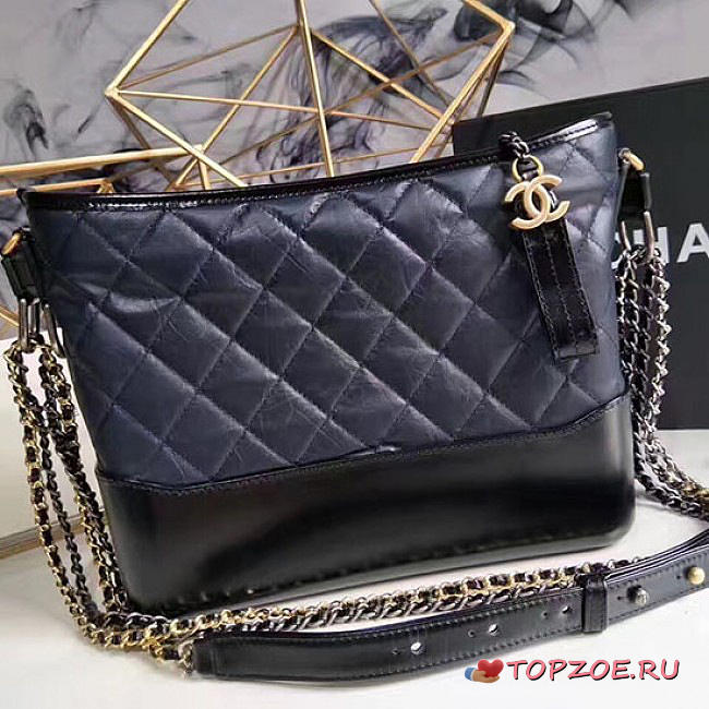 CHANEL GABRIELLE LARGE HOBO BAG DARK BLUE 28CM - 1