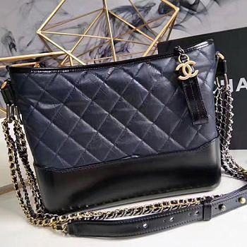 CHANEL GABRIELLE LARGE HOBO BAG DARK BLUE 28CM