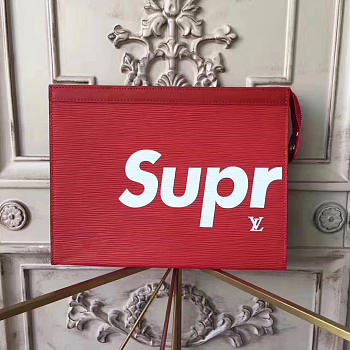 LOUIS VUITTON SUPREME CLUTCH BAG RED M41366