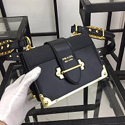 PRADA CAHIER LEATHER SHOULDER BAG 1BD045 BLACK - 1