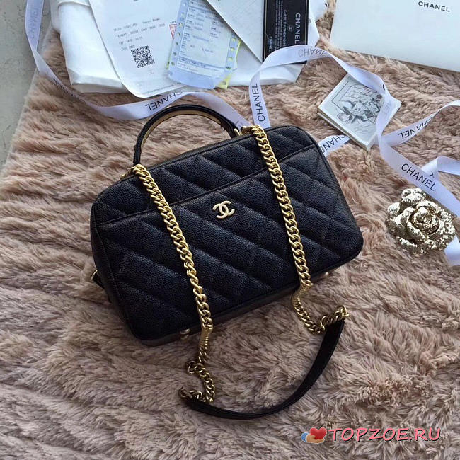 CHANEL BOWLING BAG JERSEY & GOLD-TONE METAL A69924 BLACK - 1