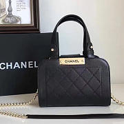 CHANEL SMALL LABEL CLICK LEATHER SHOPPING BAG BLACK A93731 VS 02581 - 1