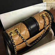 CHANEL QUILTED LAMBSKIN GOLD-TONE METAL FLAP BAG BEIGE AND BLACK A91365 VS 02821 - 6