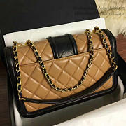 CHANEL QUILTED LAMBSKIN GOLD-TONE METAL FLAP BAG BEIGE AND BLACK A91365 VS 02821 - 5