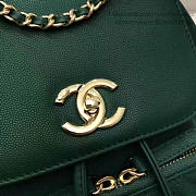 CHANEL GRAINED CALFSKIN GOLD-TONE METAL BACKPACK GREEN 24CM - 3