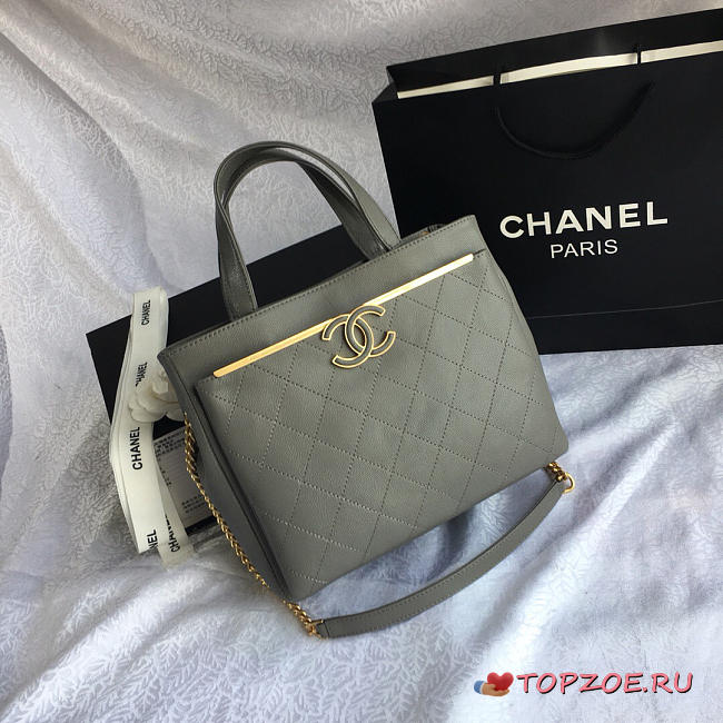 CHANEL SMALL SHOPPING BAG GRAY 57563 - 1