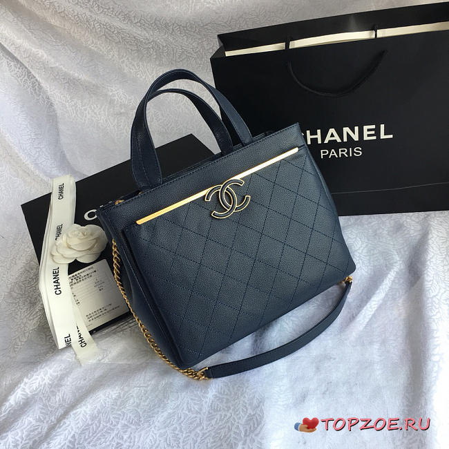 CHANEL SMALL SHOPPING BAG DARK BLUE 57563 - 1