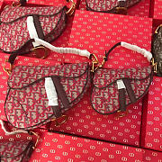 DIOR WOMEN SADDLE BAG IN RED CANVAS M0446 - 2