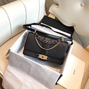 CHANEL CAVIAR STITCHED FLAP BAG BLACK 24CM - 1