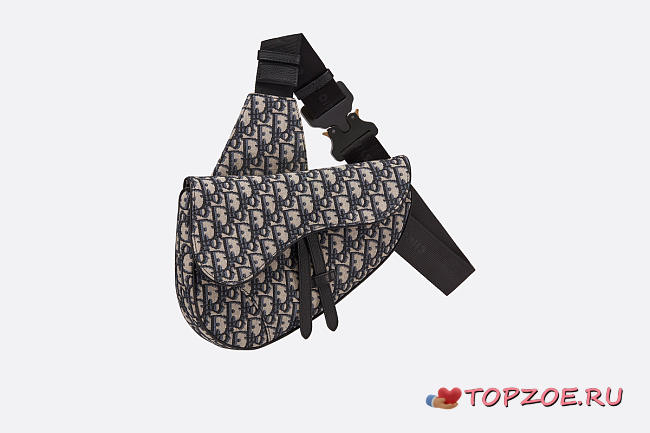 DIOR MEN'S SADDLE BAG BLUE CANVAS M0446 - 1