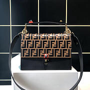 Fendi Kan I Handbag Medium Flip Leather Handbag 283m105 Khaki - 1