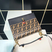 Fendi Kan I Handbag Medium Flip Leather Handbag 283m105 Khaki - 6