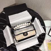 CHANEL TRANSPARENT PVC PEARL SANDBAG BLACK - 1
