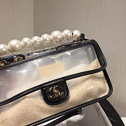 CHANEL TRANSPARENT PVC PEARL SANDBAG BLACK - 5
