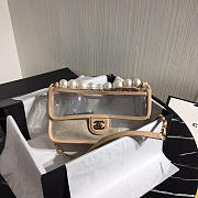 CHANEL TRANSPARENT PVC PEARL SANDBAGS PINK - 1