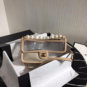 CHANEL TRANSPARENT PVC PEARL SANDBAGS PINK