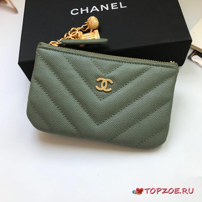 CHANEL COIN PURSE 82365 DARK GREEN - 1