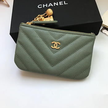 CHANEL COIN PURSE 82365 DARK GREEN