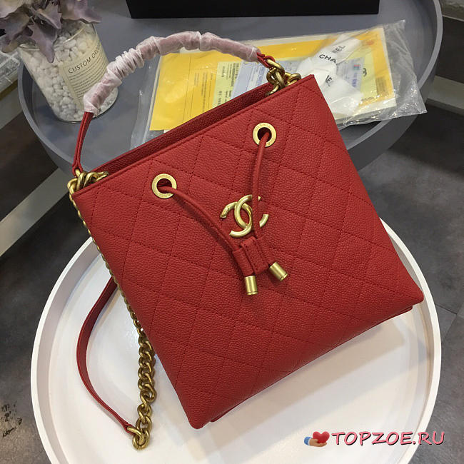 CHANEL'S LATEST DRAWSTRING BUCKET BAG BIG RED - 1