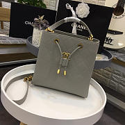 CHANEL LATEST DRAWSTRING BUCKET BAG GREY 20CM - 1