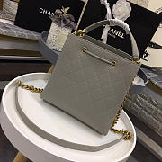 CHANEL LATEST DRAWSTRING BUCKET BAG GREY 20CM - 2