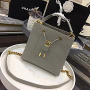 CHANEL LATEST DRAWSTRING BUCKET BAG GREY 20CM - 3