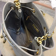 CHANEL LATEST DRAWSTRING BUCKET BAG GREY 20CM - 4