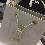 CHANEL LATEST DRAWSTRING BUCKET BAG GREY 20CM - 5