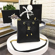 CHANEL NEW DRAWSTRING BUCKET BAG BLACK 20CM - 1